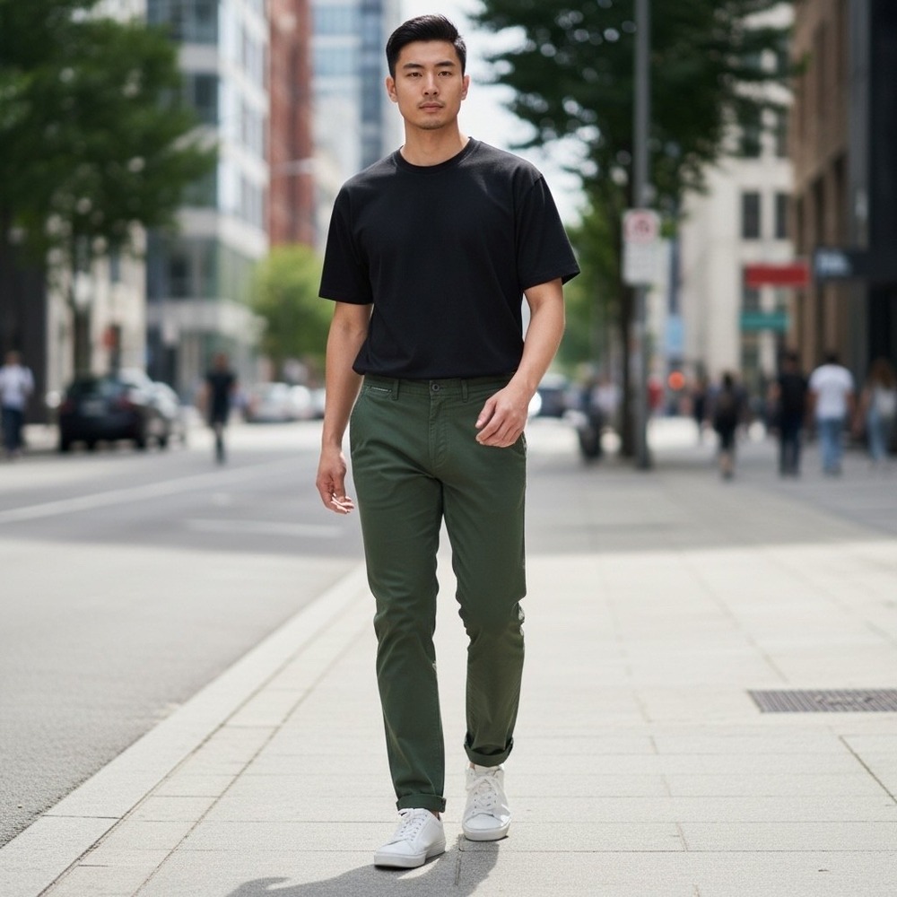 Scotch & Soda Mott Chinos Mens 32x32 Olive Green Pants Cotton